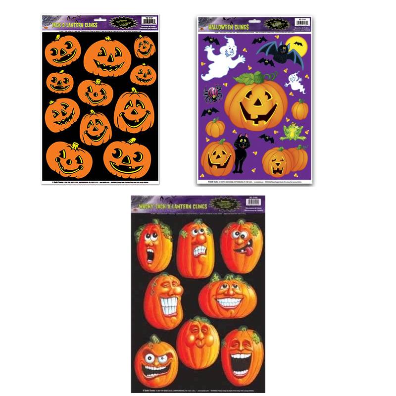Halloween Fall Decoration Window Clings Pumpkin Patch 5 to 6 inches tall 55 pcs 