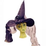 Dlx Black Satin Witch Hat with Trim and Veil