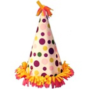 Fabric Polka Dot Birthday/Clown Conical Hat