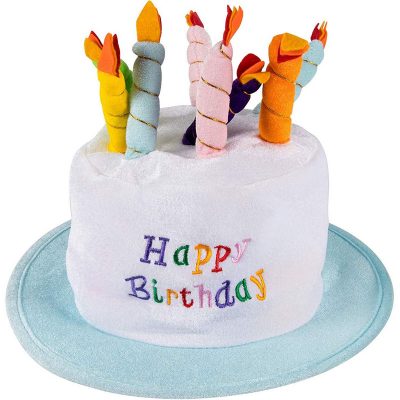 Plush Birthday Cake Hat with Candles