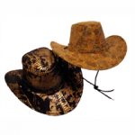 Snakeskin Fabric Western Hat with Buckle