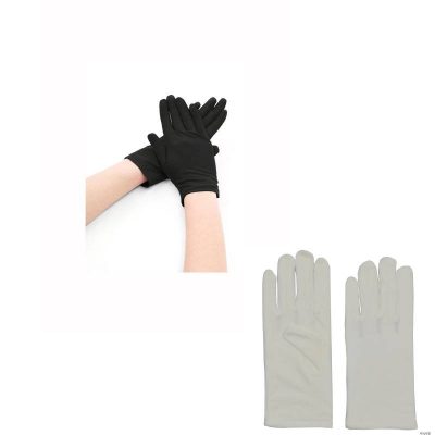White or Black nylon gloves - adult size