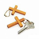 2 Inch Wooden Cross Keychain