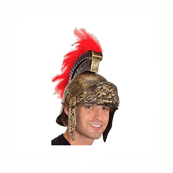 Roman Soldier Helmet w Red Feathers