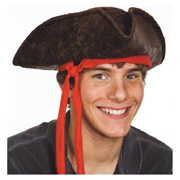 Brown Weathered Pirate Hat w/ red ties