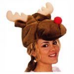 Reindeer Hat with Red Nose-Plush Fabric