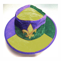 Round Fabric Mardi Gras Hat with Emblem