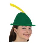 Green Alpine Hat with Yellow Feather for Oktoberfest