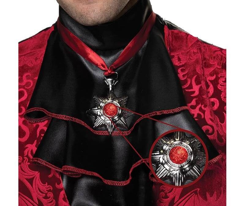 Vampire Medallion on Red Ribbon