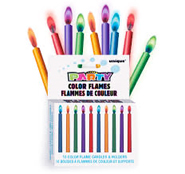 Color Flame Candles and Holders - 10 Pack