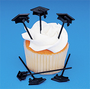 Black Grad Cap Cupcake Picks