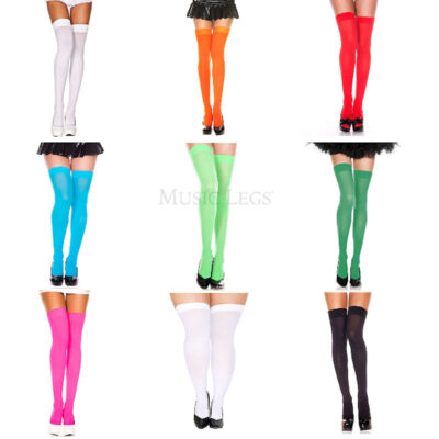 Opaque Nylon Thigh Highs - Assorted Colors