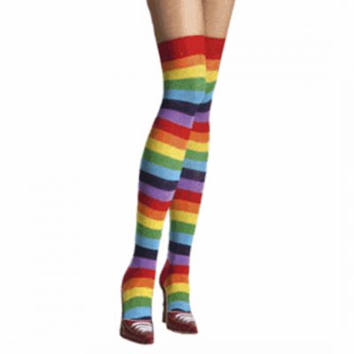rainbow stripe thigh highs