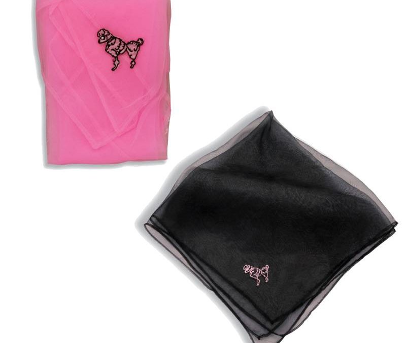 1950s Scarf Embroidered Poodle – Pink or Black