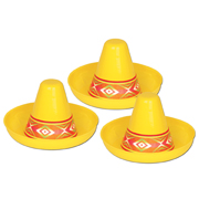 Mini Yellow Plastic Sombrero Hat