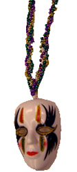 Metallic Bead Necklace W/Mime Face