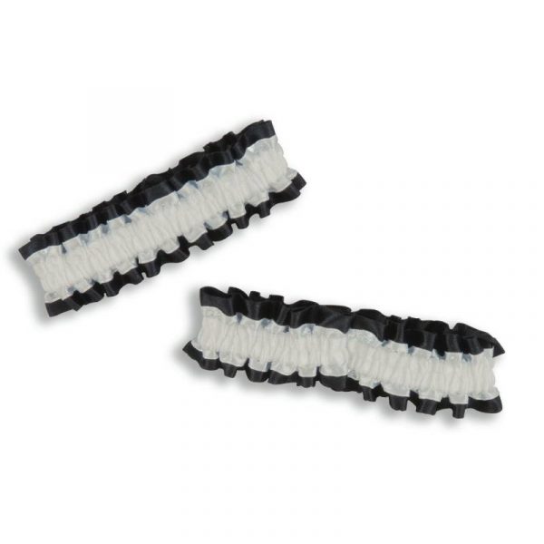 White with black trim Pair of garters
