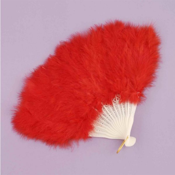 Red Marabou Feather Fan
