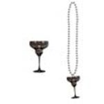 Silver Metallic Bead Necklace with Margarita Glass