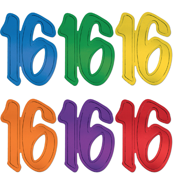 Number 16 Colorful Cutouts