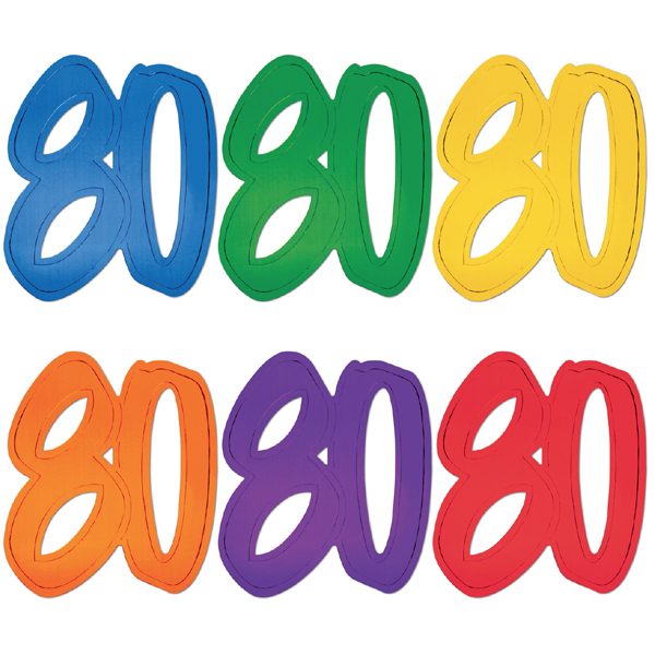 Number 80 Colorful Cutouts