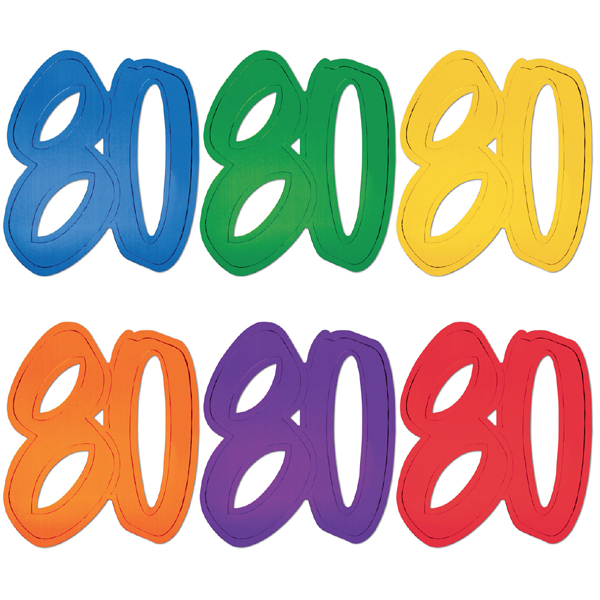 Number 80 Colorful Cutouts