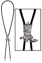 Western Bolo String Tie with Metal Cowboy Boot