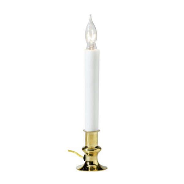 Single Electric Candle with Brass Plated Base