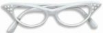 Cats Eye glasses w/ Rhinestones - white