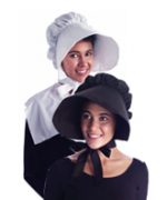 Soft Fabric Bonnet with Ties- Black or White