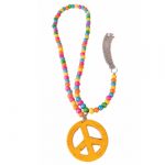 Peace Sign Wooden Bead Necklace
