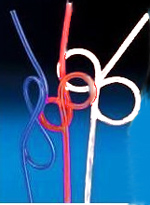Plastic Loopy Drinking Straws - Red, Clear, Blue