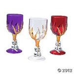 Plastic Goblet Glass with Skull Stem - Assorted Colors