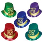 Foil Happy New Year Top Hat with Gold Trim