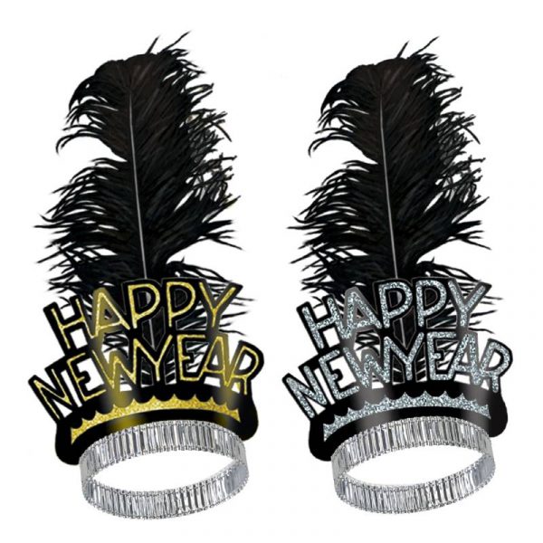 Chicago Swing New Year's Eve Tiara with Black Feather