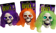 Glow Light-Up Skull with Neon Hair - Asst Colors