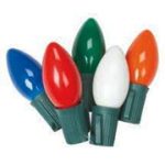 25 Light C-9 Light Set - Multi Color Bulbs on Green Wire
