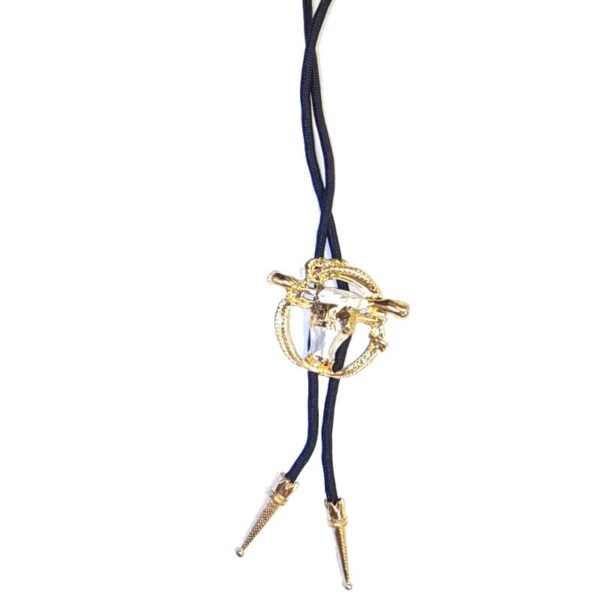 Western Bolo String Tie with Metal Cowboy Boot bull head