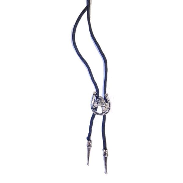 Western Bolo String Tie with Metal Cowboy Boot horse head