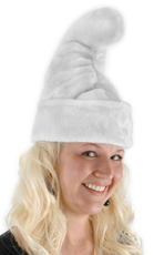 Smurf Style White Plush Hat