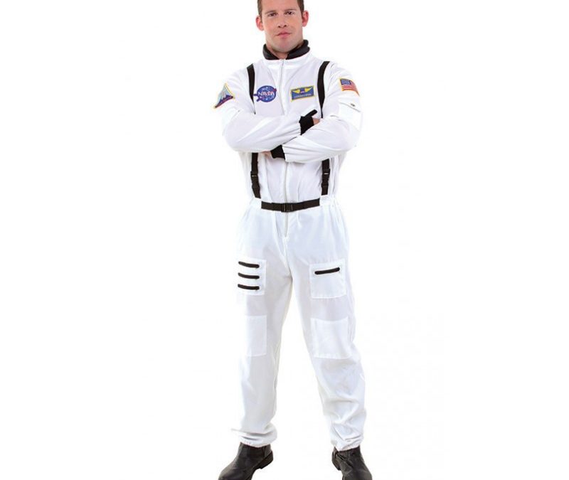 White Astronaut Costume w Patches Adult Size