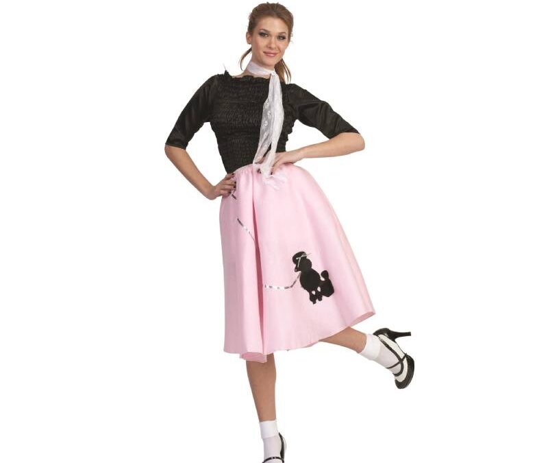 Poodle Skirt Pink w/ black poodle and sequin leash