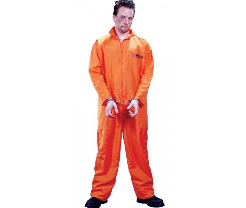 Got Busted Orange Prison Convict Jumpsuit w Handcuffs