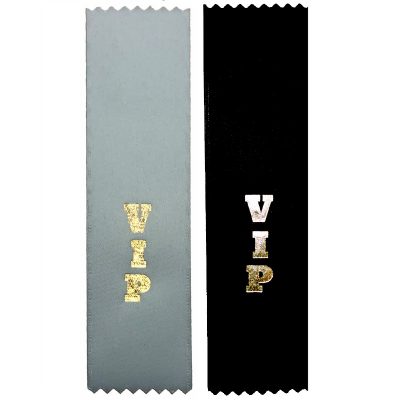 flat satin ribbon VIP black or silver