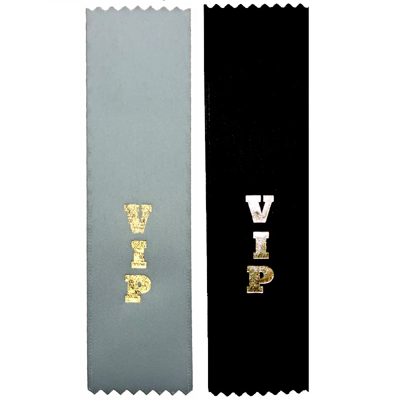 flat satin ribbon VIP black or silver