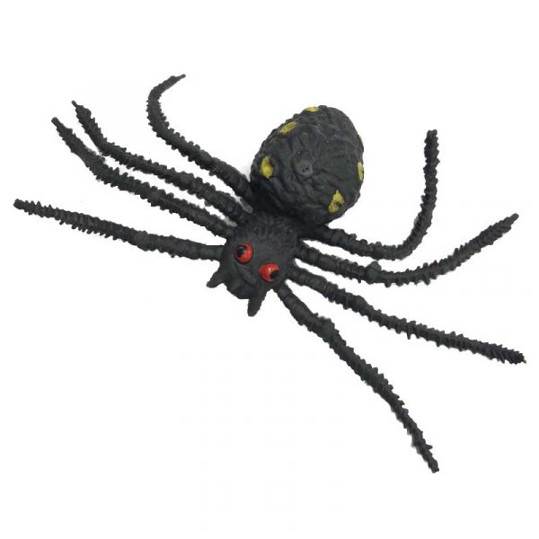 4 Inch Black Rubber Spider with Yellow Spots