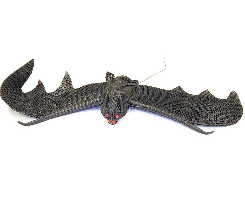 Black Rubber Flying Bat Halloween Accessory