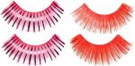 Eyelashes long luxurious pink or red with tinsel