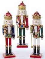 Nutcracker King Soldier 15" tall wooden w/ glitter & trim
