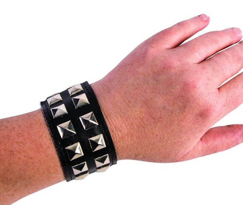 Leather Like Double Row Studded Bracelet